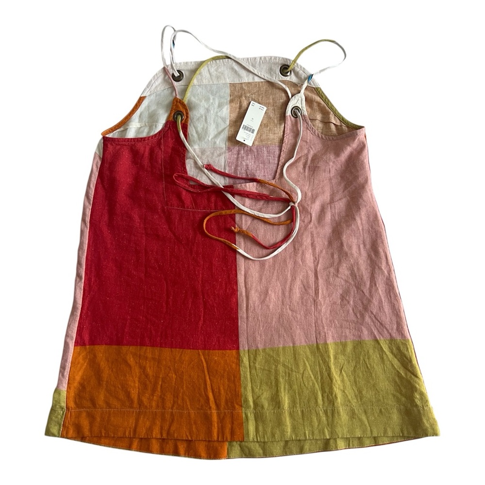 Celandine Anthropologie Shift Dress Linen Blend Red Pink Olive Size Medium NWT - Picture 9 of 12